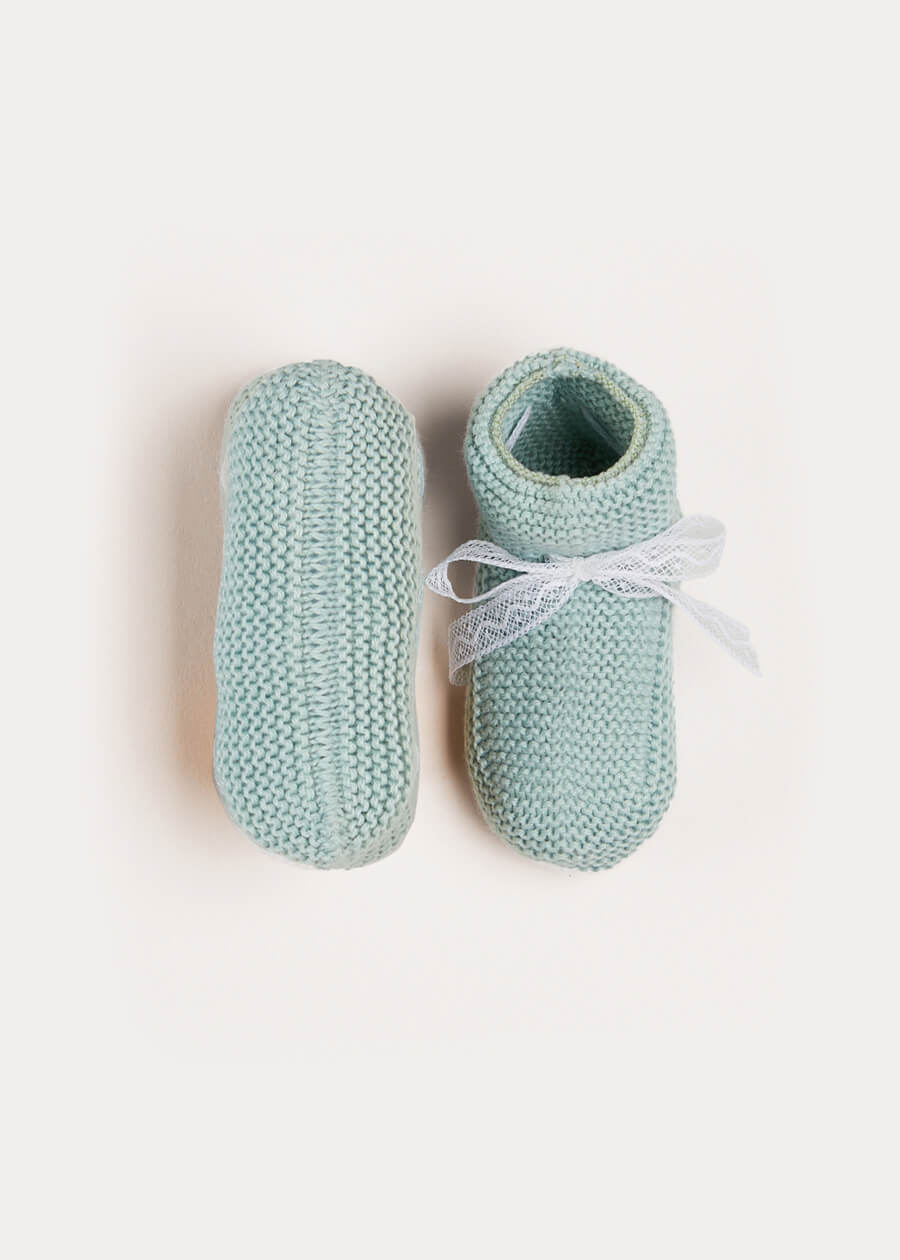Lace Detail Knitted Booties in Green Shoes from Pepa London US
