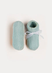 Lace Detail Knitted Booties in Green Shoes from Pepa London US