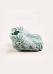 Lace Detail Knitted Booties in Green Shoes from Pepa London US