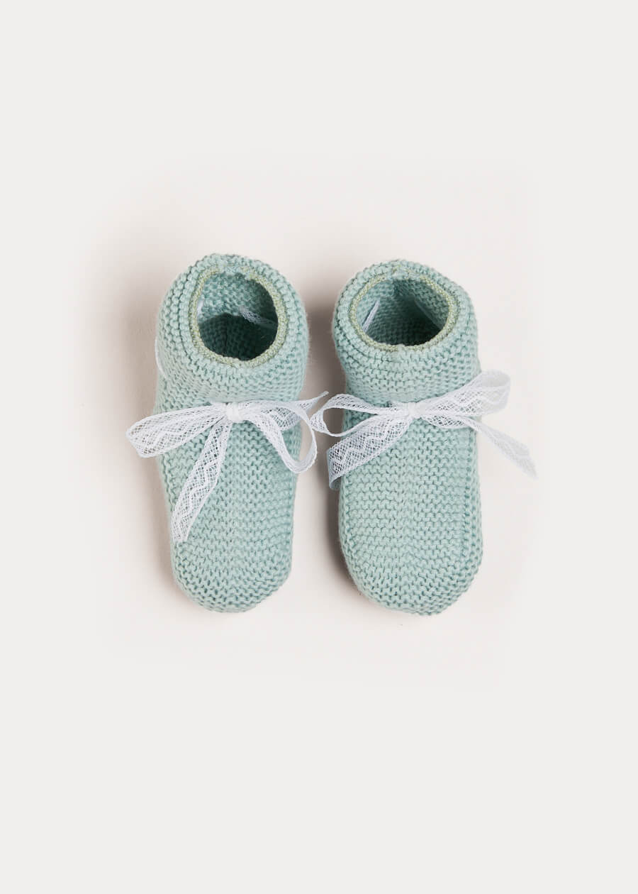 Lace Detail Knitted Booties in Green Shoes from Pepa London US