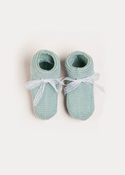 Lace Detail Knitted Booties in Green Shoes from Pepa London US