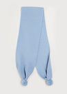 Merino Wool Pom Pom Scarf In Blue KNITTED ACCESSORIES  from Pepa London US
