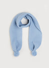 Merino Wool Pom Pom Scarf In Blue KNITTED ACCESSORIES  from Pepa London US