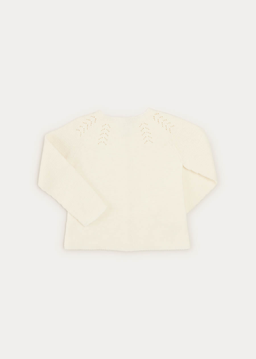 Openwork Cardigan In Cream (6mths-10yrs) KNITWEAR  from Pepa London