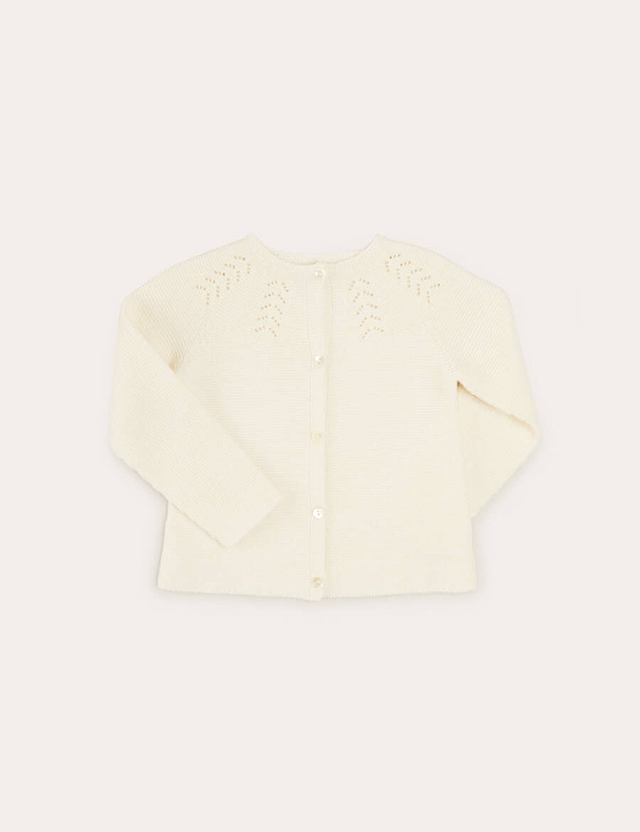 Openwork Cardigan In Cream (6mths-10yrs) KNITWEAR from Pepa London US