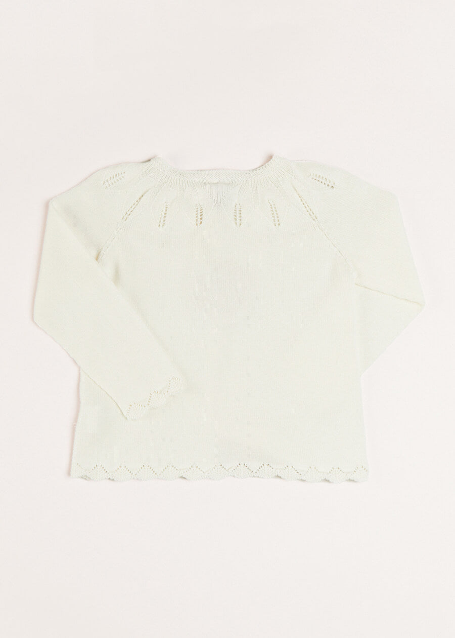 Openwork Detail Light Cardigan in White (6mths-10yrs) Knitwear  from Pepa London US