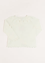 Openwork Detail Light Cardigan in White (6mths-10yrs) Knitwear  from Pepa London US