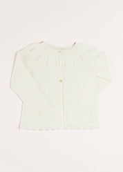 Openwork Detail Light Cardigan in White (6mths-10yrs) Knitwear  from Pepa London US