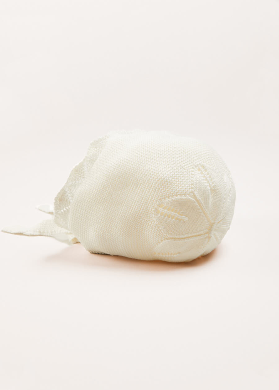 Openwork Knitted Bonnet in White (S-L) KNITTED ACCESSORIES from Pepa London US