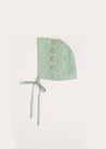 Plain Handsmocked Bonnet in Green Knitted Accessories  from Pepa London US