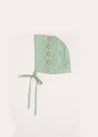 Plain Hand Smocked Bonnet in Green Knitted Accessories from Pepa London US