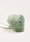 Plain Hand Smocked Bonnet in Green Knitted Accessories from Pepa London US