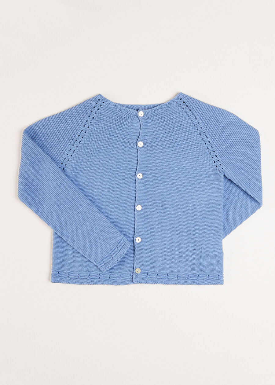 Plain Cardigan in Blue (6mths-10yrs) Knitwear from Pepa London US