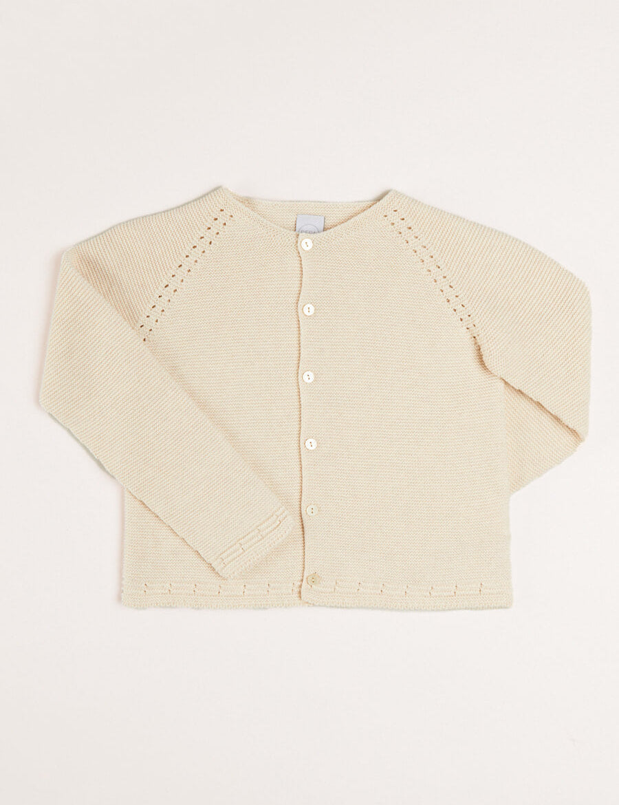 Plain Cardigan in Cream (6mths-10yrs) Knitwear from Pepa London US