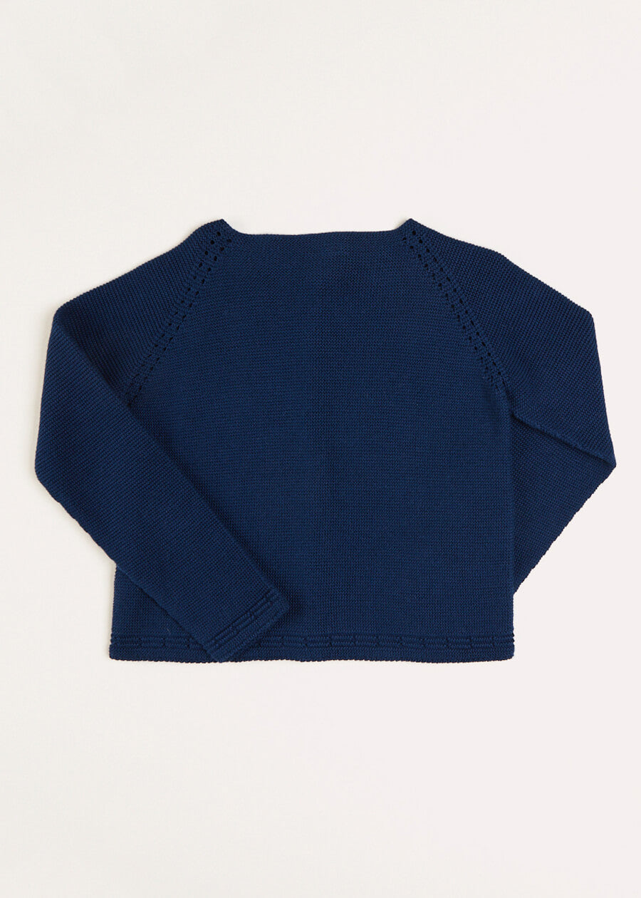 Plain Cardigan in Navy (6mths-10yrs) Knitwear from Pepa London US
