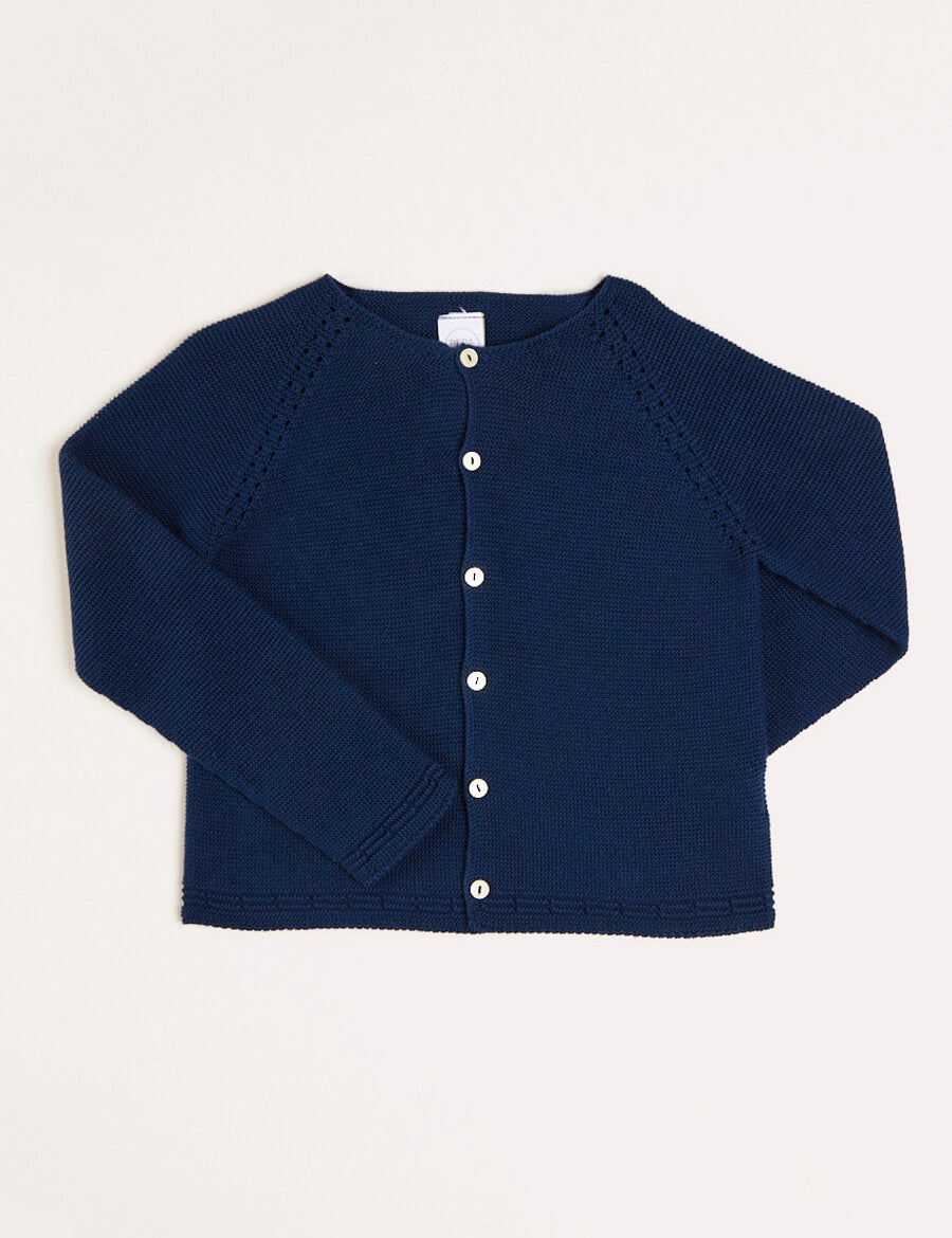 Plain Cardigan in Navy (6mths-10yrs) Knitwear from Pepa London US