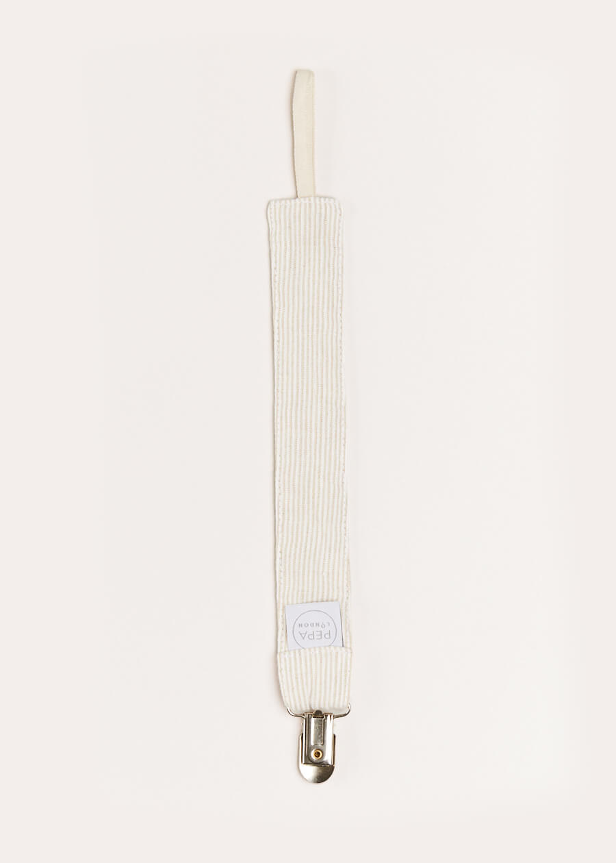 Striped Clip Dummy in Beige ACCESSORIES from Pepa London US