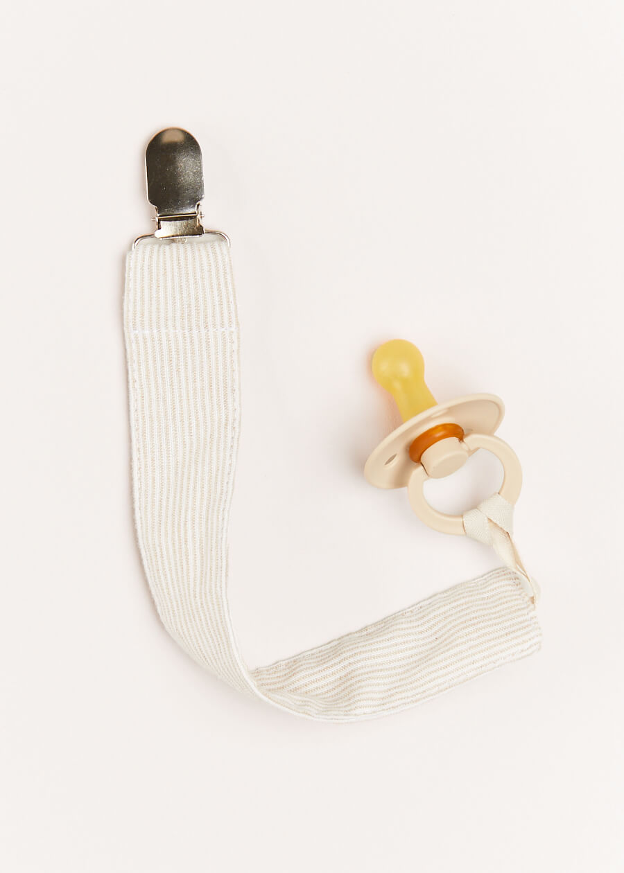Striped Clip Dummy in Beige ACCESSORIES from Pepa London US