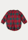 Tartan Hand Smocked Peter Pan Collar Romper In Red (6mths-2yrs) ROMPERS  from Pepa London US