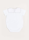 Train Embroidery Statement Collar Short Sleeve Bodysuit in Green (3mths-2yrs) Tops & Bodysuits  from Pepa London US