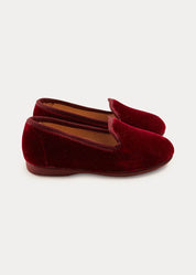 Velvet Slippers In Burgundy (24-34EU) SHOES  from Pepa London