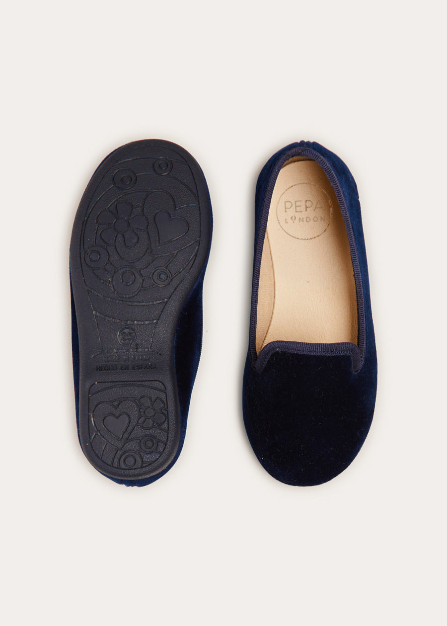 Velvet Slippers In Navy (24-37EU) SHOES from Pepa London US