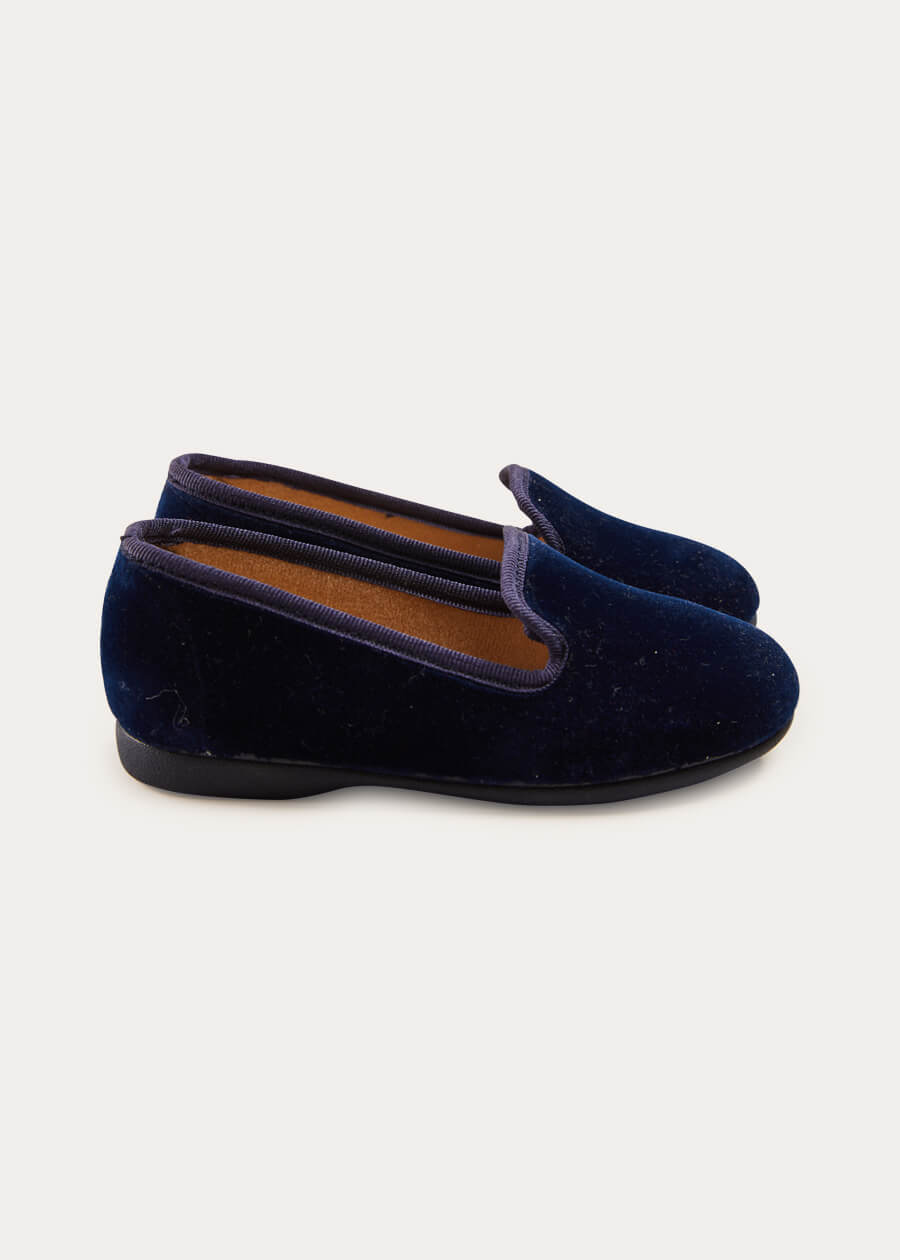 Velvet Slippers In Navy (24-37EU) SHOES from Pepa London