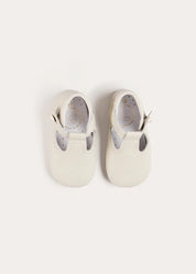 T-Bar Leather Pram Shoes in Ivory (17-20EU) Shoes from Pepa London US