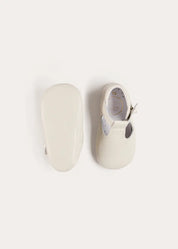 T-Bar Leather Pram Shoes in Ivory (17-20EU) Shoes from Pepa London US
