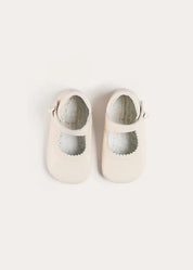 Leather Mary Jane Pram Shoes in Ivory (17-20EU) Shoes from Pepa London US