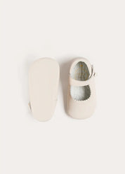 Leather Mary Jane Pram Shoes in Ivory (17-20EU) Shoes from Pepa London US