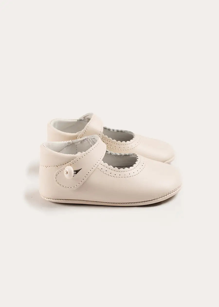 Leather Mary Jane Pram Shoes in Ivory (17-20EU) Shoes from Pepa London US