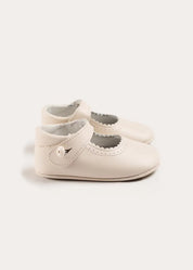 Leather Mary Jane Pram Shoes in Ivory (17-20EU) Shoes from Pepa London US
