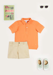 Plain Short Sleeve Polo Top in Tangerine (2-10yrs) TOPS & BODYSUITS from Pepa London US