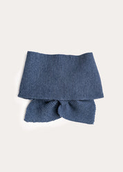 Knitted Merino Wool Winter Scarf in Blue (S-M) KNITTED ACCESSORIES from Pepa London US