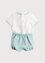 Baby Boy Celebration Teal Linen Bloomers and Shirt Set (12mths-3yrs) SETS from Pepa London US