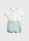 Baby Boy Celebration Teal Linen Bloomers and Shirt Set (12mths-3yrs) Sets from Pepa London US