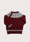 Classic Fair Isle Merino Wool Jumper in Burgundy (12mths-10yrs) Knitwear  from Pepa London US