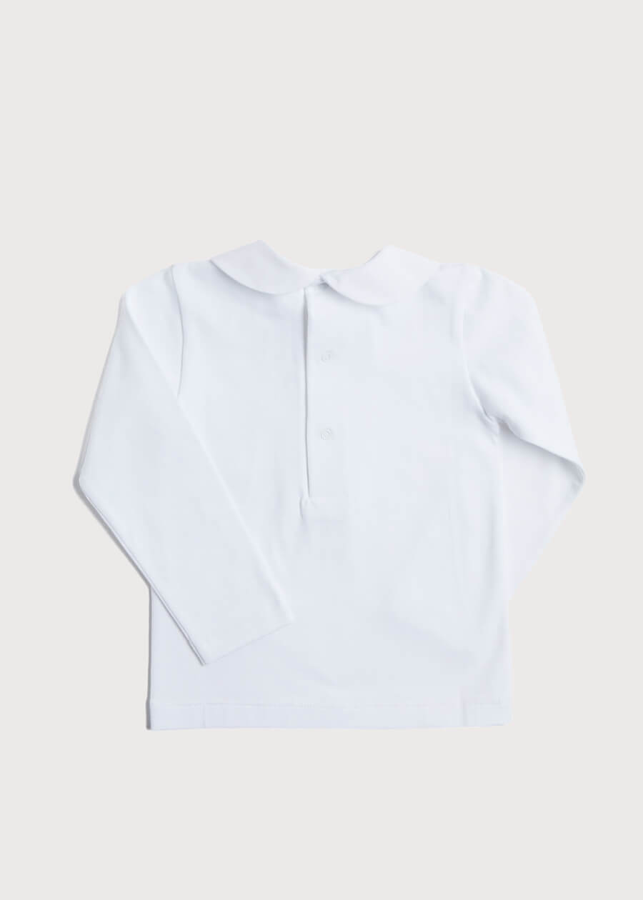 Peter Pan Collar Long Sleeve Top in White (2-5yrs) Tops & Bodysuits from Pepa London US