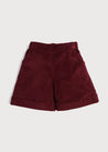 Corduroy Elasticated Waist Shorts in Burgundy (18mths-3yrs) Shorts  from Pepa London US