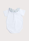 Floral Collar Cotton Bodysuit in Blue (3mths-2yrs) Tops & Bodysuits  from Pepa London US