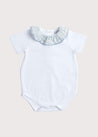 Floral Collar Cotton Bodysuit in Blue (3mths-2yrs) Tops & Bodysuits  from Pepa London US