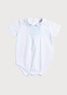 Giraffe Embroidered Collar Bodysuit in White (3mths-2yrs) Tops & Bodysuits  from Pepa London US
