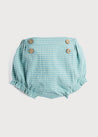 Gingham Check Button Bloomer in Dusty Green (0mths-2yrs) Bloomers  from Pepa London US
