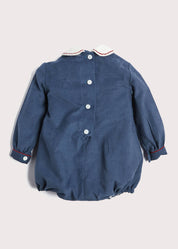 Blue Hand Smocked Corduroy Romper Rompers from Pepa London US