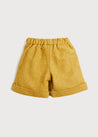 Herringbone Elasticated Waist Shorts in Mustard (18mths-3yrs) Shorts  from Pepa London US