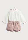 Herringbone Peter Pan Collar Long Sleeve Two Piece Set in Red (6mths-2yrs) Sets  from Pepa London US