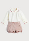 Herringbone Peter Pan Collar Long Sleeve Two Piece Set in Red (6mths-2yrs) Sets  from Pepa London US