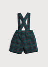 Tartan Shorts With Braces in Green (18mths-3yrs) Shorts  from Pepa London US