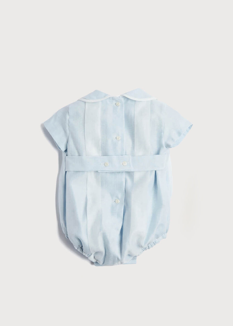 Lace Detail Peter Pan Collar Romper in Pale Blue (3mths-2yrs) Rompers  from Pepa London US